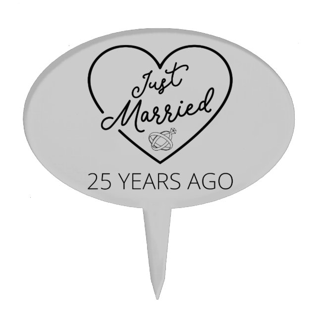 Just Married 25 Years Ago III Cake Topper (Front)