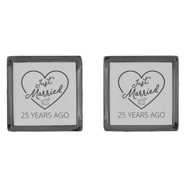 Just Married 25 Years Ago III Cufflinks (Front)