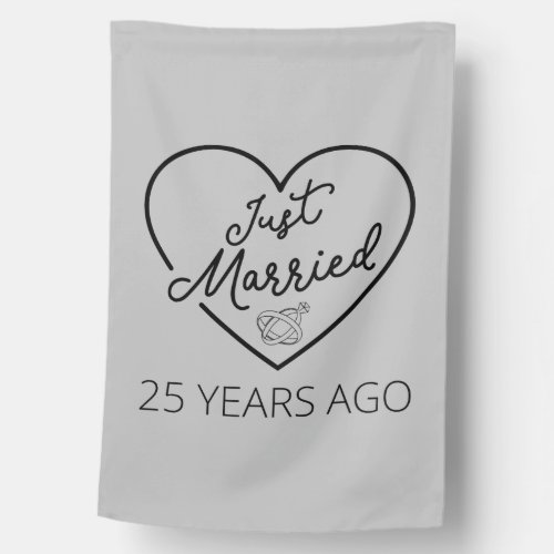 Just Married 25 Years Ago III House Flag