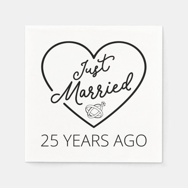 Just Married 25 Years Ago III Napkins (Front)
