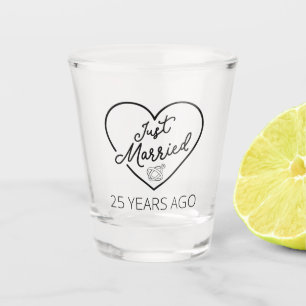 Just Married 25 Years Ago III Shot Glass