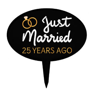 Just Married 25 Years Ago IV Cake Topper