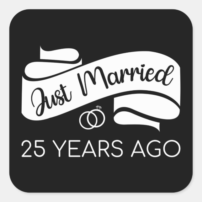 Just Married 25 Years Ago V Square Sticker (Front)