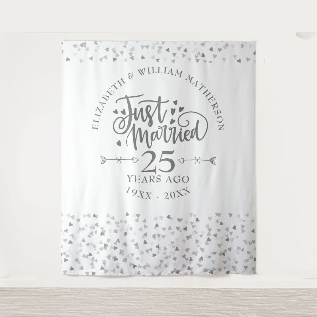 Just Married 25th Wedding Anniversary Backdrop (Front)
