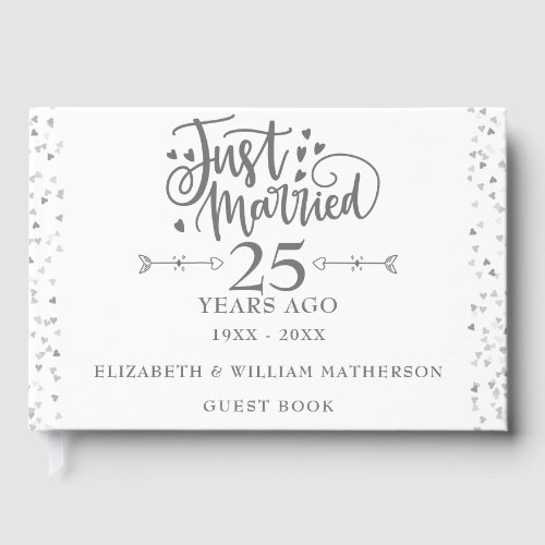 Just Married 25th Wedding Anniversary Guest Book