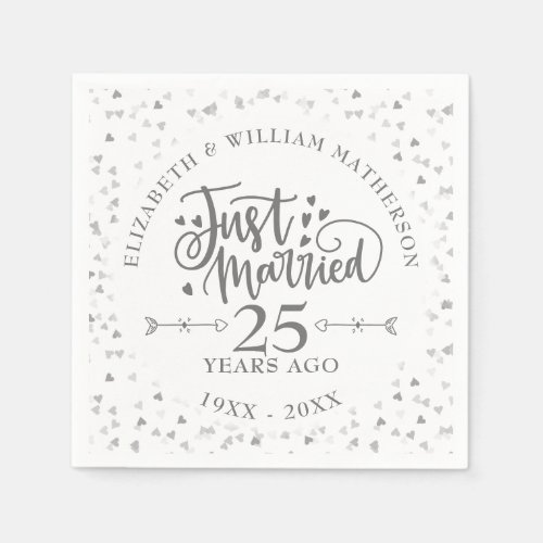 Just Married 25th Wedding Anniversary Napkins