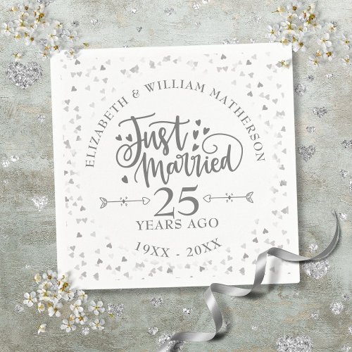 Just Married 25th Wedding Anniversary Napkins