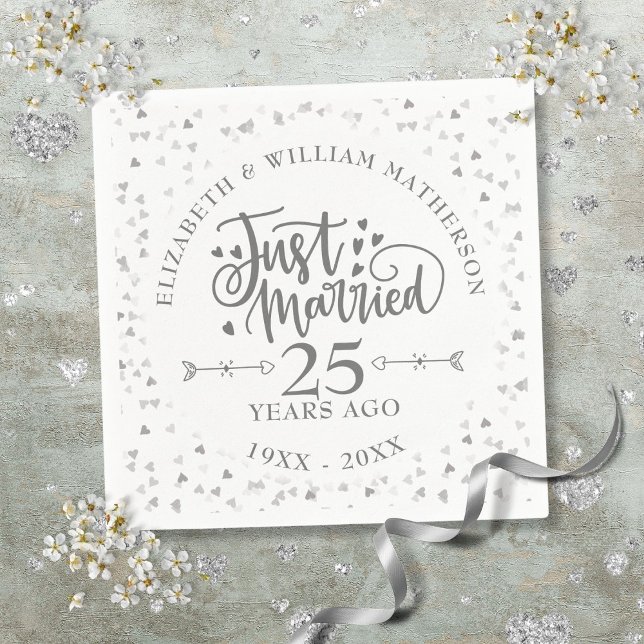 Just Married 25th Wedding Anniversary Napkins (Just Married 25th Wedding Anniversary Napkins)