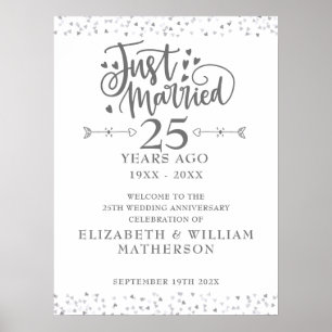 Just Married 25th Wedding Anniversary Welcome Sign