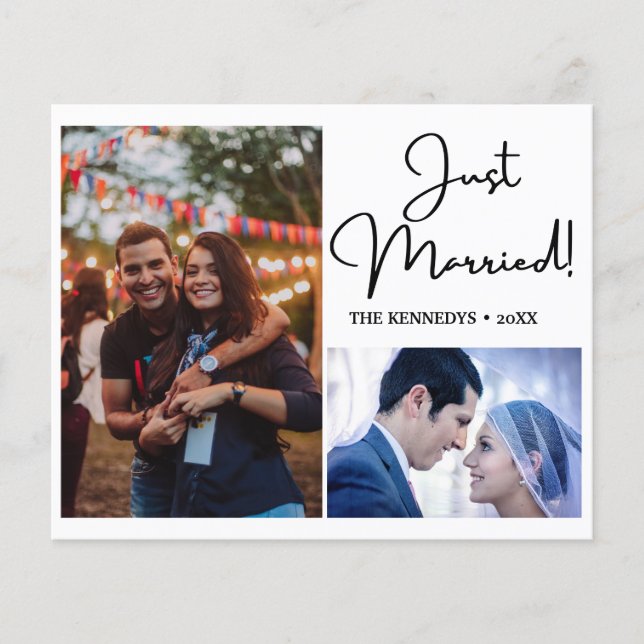 Just Married  2 Photo Collage Wedding Announcement (Front)
