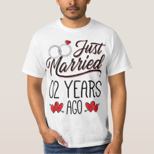 Just Married 2 Years Ago Funny Couple 2nd Annivers T-Shirt