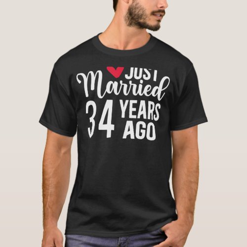 Just Married 34 Years Ago Matching 34th Wedding An T_Shirt