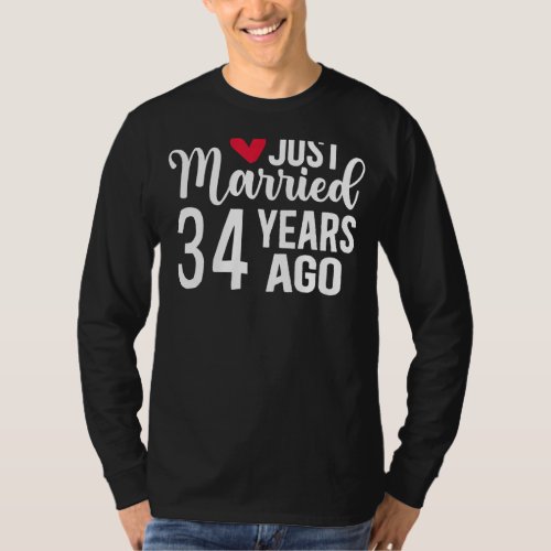 Just Married 34 Years Ago Matching 34th Wedding An T_Shirt