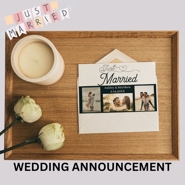Just Married 3 Photo Wedding Announcement (Creator Uploaded)