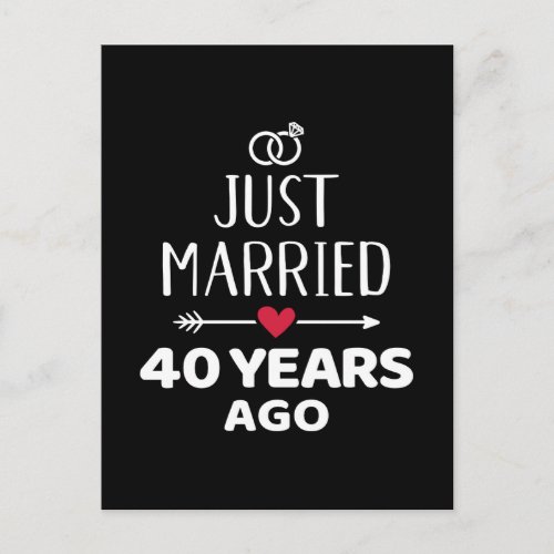 Just married 40 years ago 40th wedding anniversary postcard