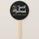 Just Married 40 Years Ago IV Hand Fan<br><div class="desc">Cute design, perfect for anyone who's been married for 40 years and to a wedding vow renewal ceremony. It makes a great matching outfit for couples! 'Just Married 40 Years Ago' quote for a couple who got married 40 years ago or a couple renewing wedding vows on their wedding anniversary....</div>