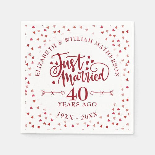 Just Married 40th Wedding Anniversary Napkins