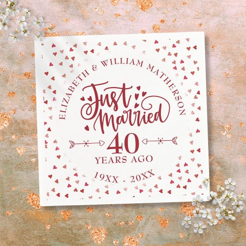 Just Married 40th Wedding Anniversary Napkins