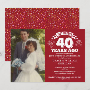 Just Married 40th Wedding Anniversary Photo Invitation