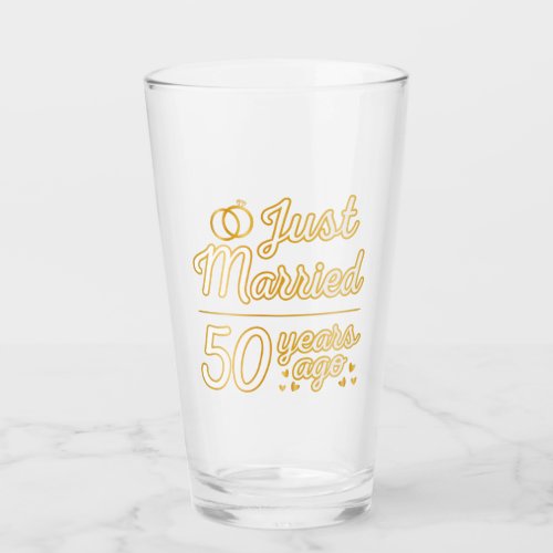 Just Married 50 Years Ago II Glass