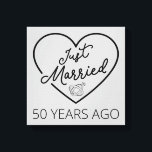 Just Married 50 Years Ago III Canvas Print<br><div class="desc">Cute design, perfect for anyone who's been married for 50 years and to a wedding vow renewal ceremony. It makes a great matching outfit for couples! 'Just Married 50 Years Ago' quote for a couple who got married 50 years ago or a couple renewing wedding vows on their golden anniversary....</div>