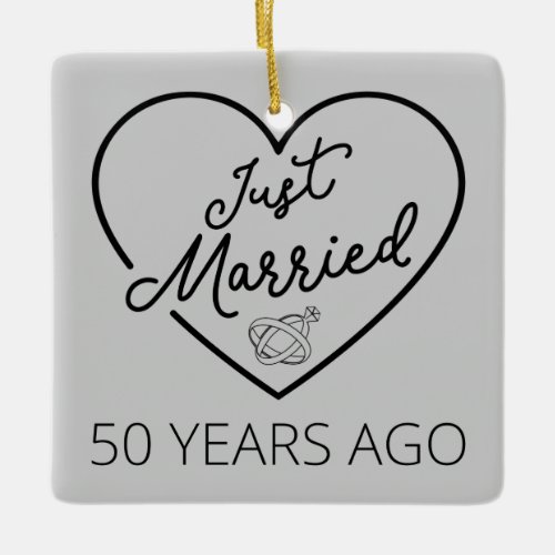 Just Married 50 Years Ago III Ceramic Ornament