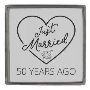 Just Married 50 Years Ago III Gunmetal Finish Lapel Pin