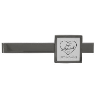 Just Married 50 Years Ago III Gunmetal Finish Tie Bar