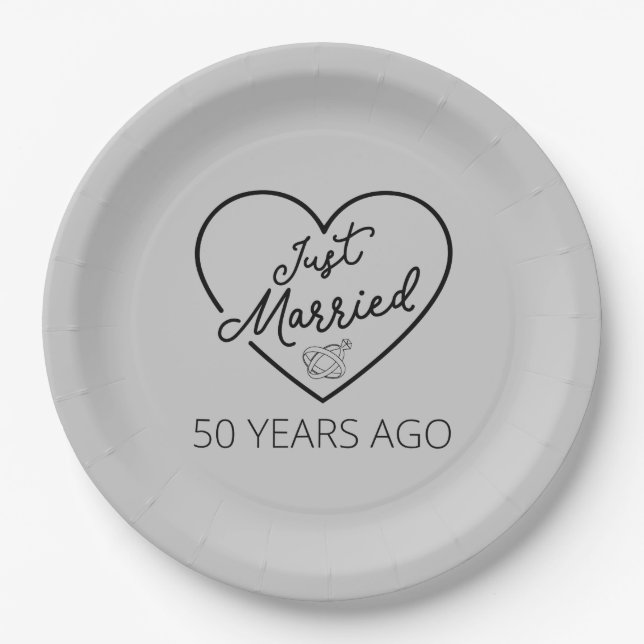 Just Married 50 Years Ago III Paper Plates (Front)