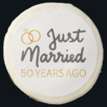 Just Married 50 Years Ago IV Sugar Cookie<br><div class="desc">Cute design, perfect for anyone who's been married for 50 years and to a wedding vow renewal ceremony. It makes a great matching outfit for couples! 'Just Married 50 Years Ago' quote for a couple who got married 50 years ago or a couple renewing wedding vows on their golden anniversary....</div>