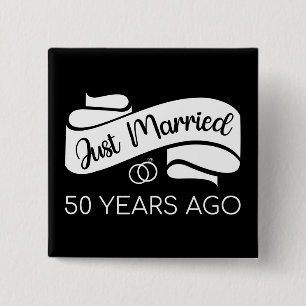 Just Married 50 Years Ago V Button