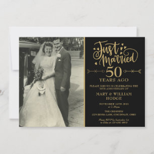 Just Married 50th Anniversary Wedding Photo Invitation