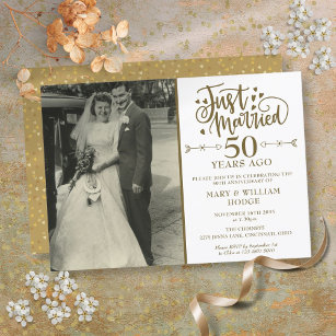 Just Married 50th Anniversary Wedding Photo Invitation