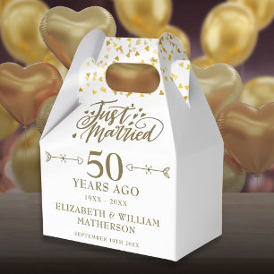 Just Married 50th Golden Wedding Anniversary Favor Boxes