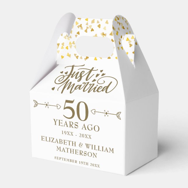 Just Married 50th Golden Wedding Anniversary Favor Boxes (Back Side)