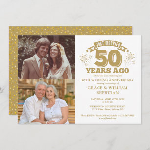 Just Married 50th Wedding Anniversary 2 Photo Invitation