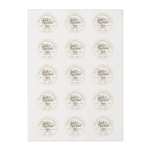 Just Married 50th Wedding Anniversary Edible Frosting Rounds (Sheet)