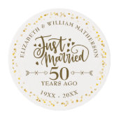 Just Married 50th Wedding Anniversary Edible Frosting Rounds (Front)