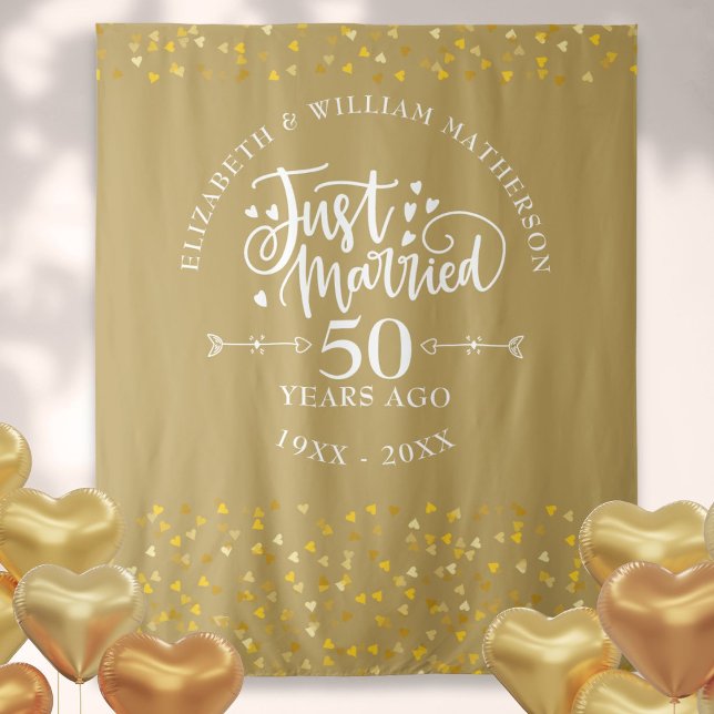 Just Married 50th Wedding Anniversary Gold Tapestry (Just Married 50th Wedding Anniversary Gold Tapestry)