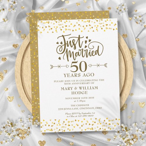 Just Married 50th Wedding Anniversary Invitation