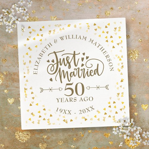 Just Married 50th Wedding Anniversary Napkins