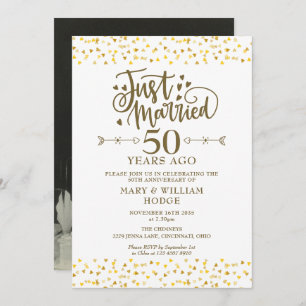 Just Married 50th Wedding Anniversary Photo Invitation
