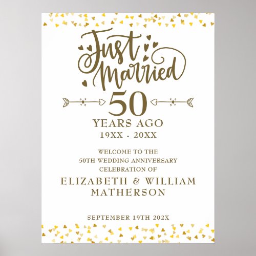 Just Married 50th Wedding Anniversary Welcome Sign