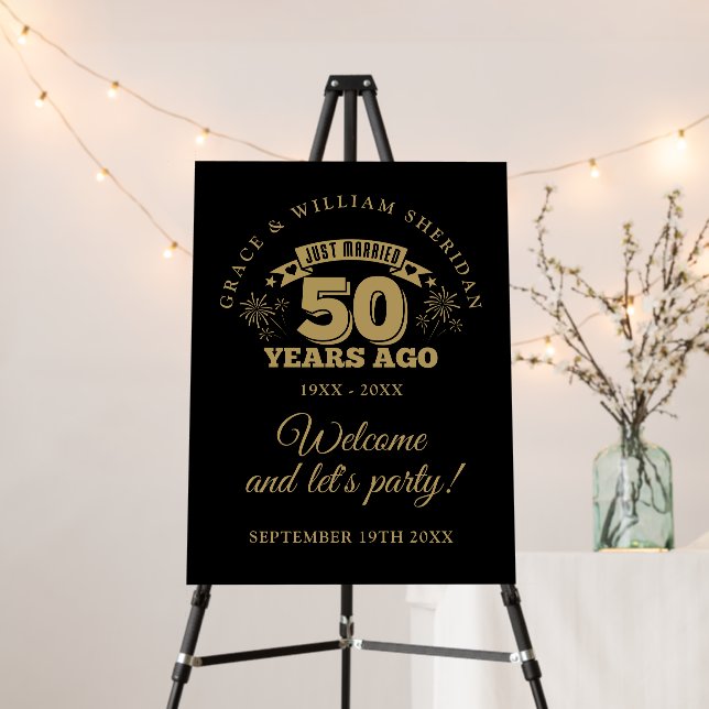 Just Married 50th Wedding Anniversary Welcome Sign (In Situ (Stand))