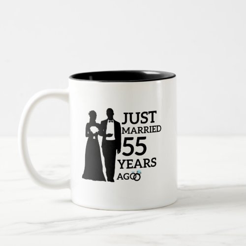 Just Married 55 Years Ago 55th Anniversary Couple Two_Tone Coffee Mug
