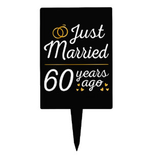 Just Married 60 Years Ago II Cake Topper