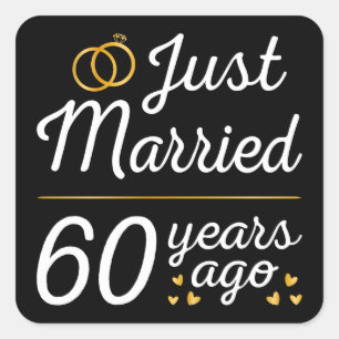Just Married 60 Years Ago II Square Sticker