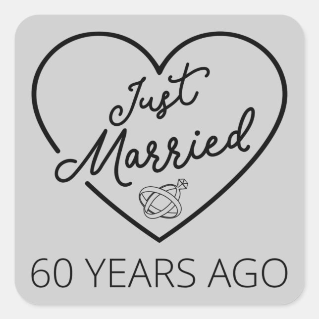 Just Married 60 Years Ago III Square Sticker (Front)