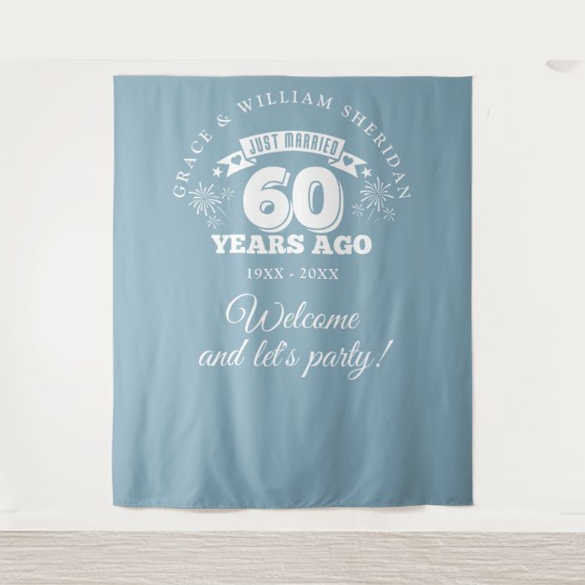 Just Married 60th Anniversary Photo Backdrop (Front)