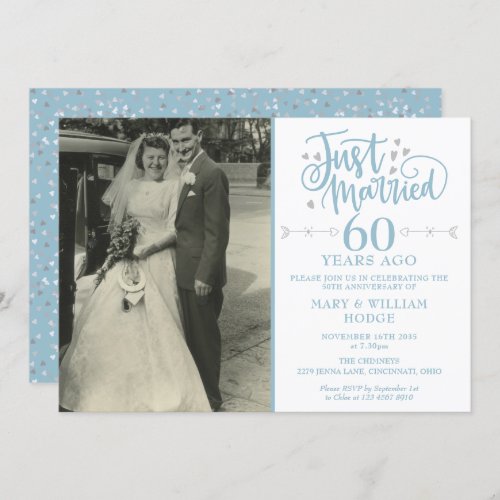 Just Married 60th Anniversary Wedding Photo Invitation